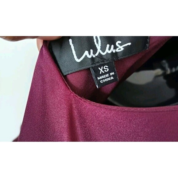 Lulu’s Bewitching Beauty Slip Dress Size XS Plum Midi Asymmetric Satin 90's Y2K - Picture 3 of 10